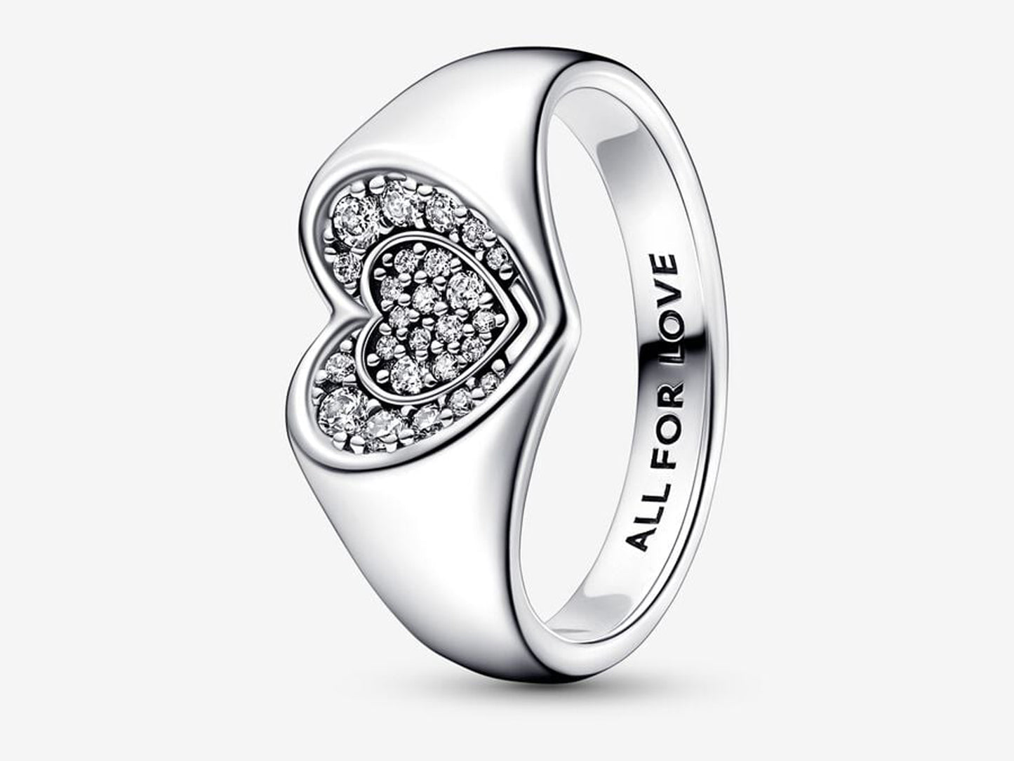 Radiant Heart Pavé Signet Ring