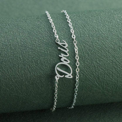 Unique silver letter pendant O-shaped chain necklace