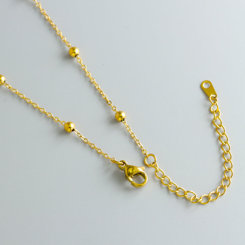 Heart-shaped Pendant O-chain Necklace with Natural Stone and Pearl