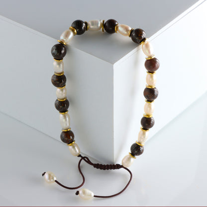 Women's Bracelet with Natural Stone and Pearl Beads