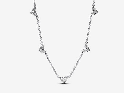 Triple Stone Heart Station Chain Necklace