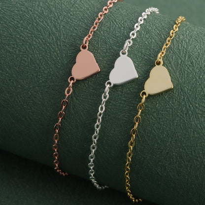 Stylish Silver Stainless Steel O-Chain Necklace with Letter and Heart Pendants