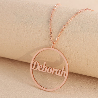 Round Rose Gold Necklace With Letter Charm