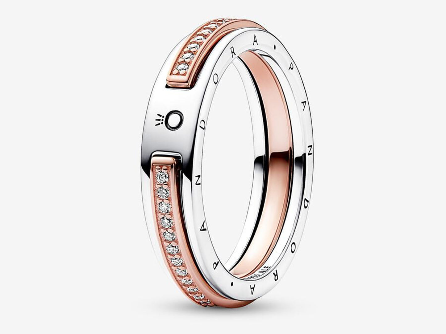 Two-tone Logo & Pavé Ring