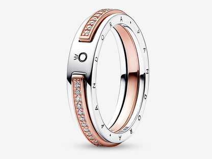 Two-tone Logo & Pavé Ring