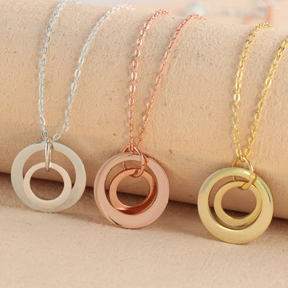 Chic silver ring pendant O-chain necklace
