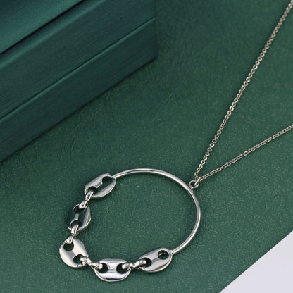 Statement O-Chain Necklace with Geometric Charm