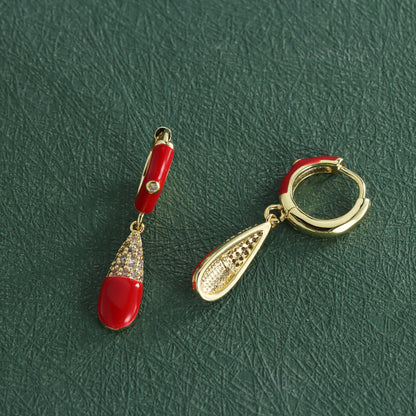 Vintage Style Red Copper Earrings