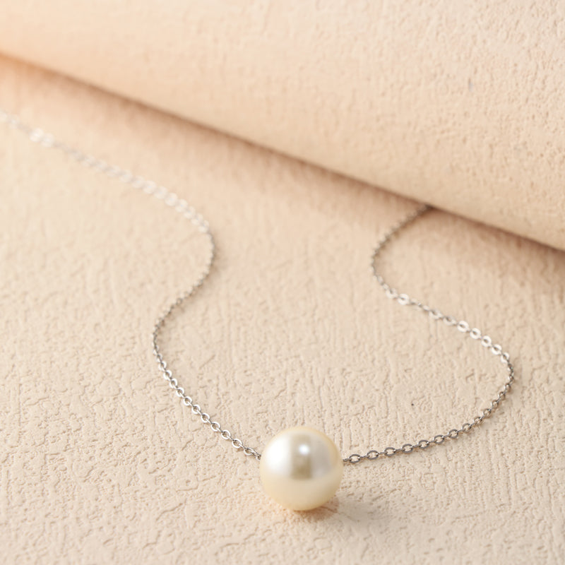 Simple O-Chain Necklace with Pearl Drop