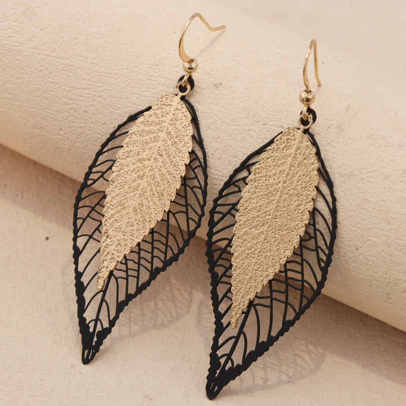 Vintage Copper Leaf Earrings - Multi-Layered Design