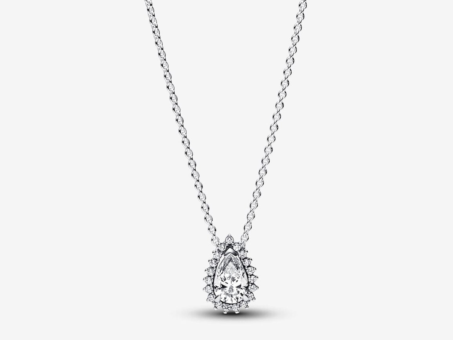 Sparkling Pear Halo Collier Necklace