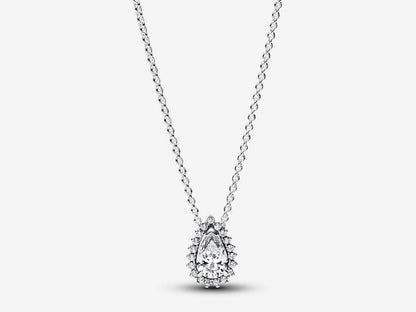Sparkling Pear Halo Collier Necklace