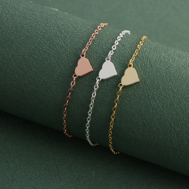 Stylish Rose Gold Stainless Steel O-Chain Necklace with Letter and Heart Pendants