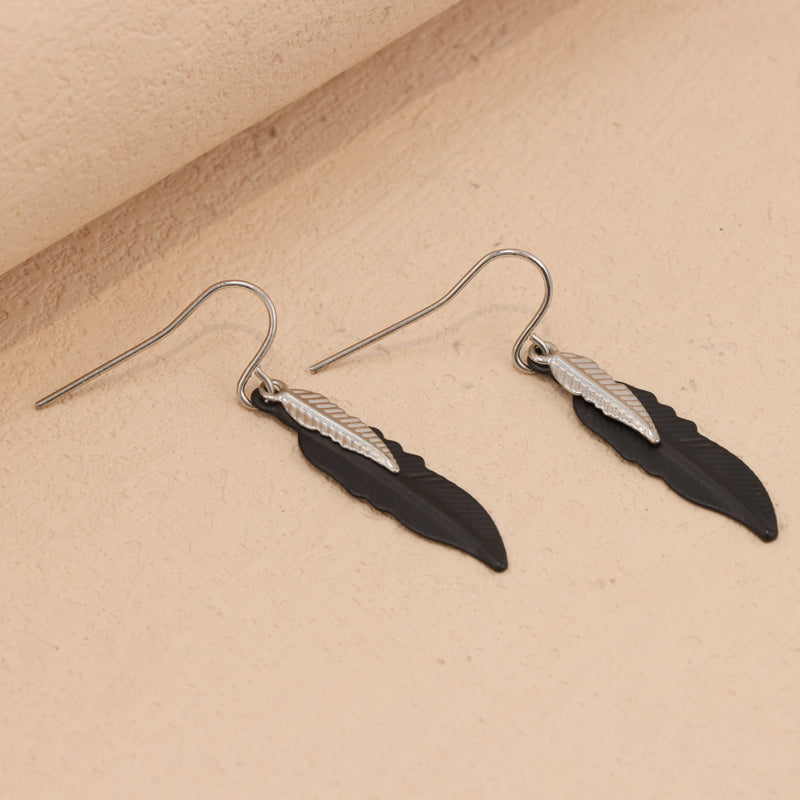 Vintage Black Copper Leaf Multi-Layered Earrings