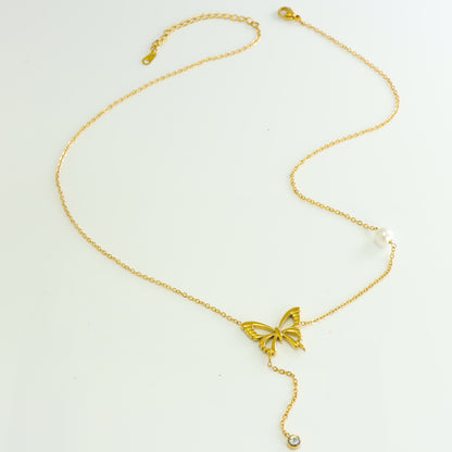 Modern Gold O-Chain Necklace with Butterfly Embellishment