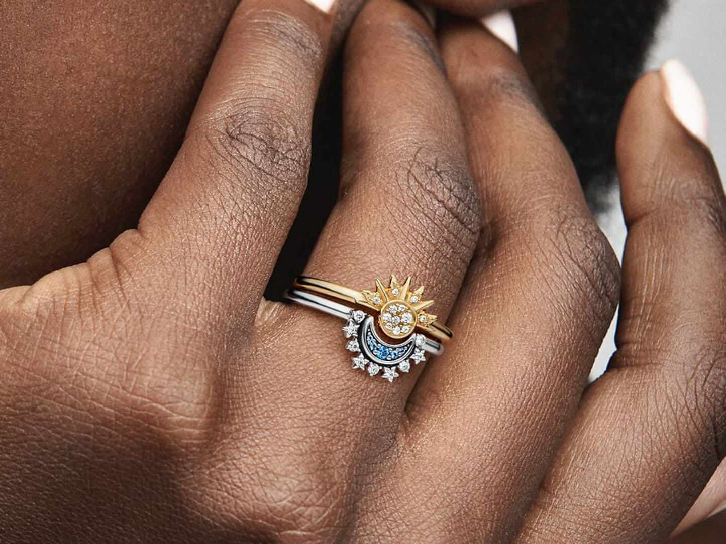 Celestial Blue Sparkling Moon Ring