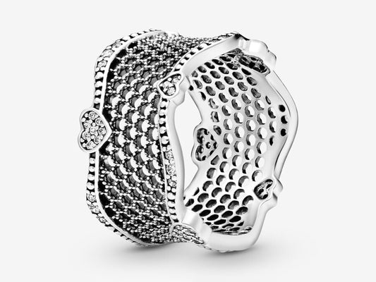 Pavé Hearts Lace Ring