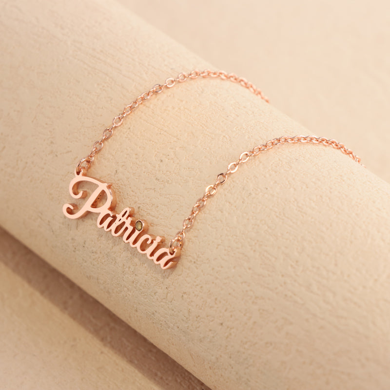 Rose Gold Necklace with Letter Pendant