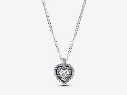 Sparkling Heart Halo Pendant Necklace