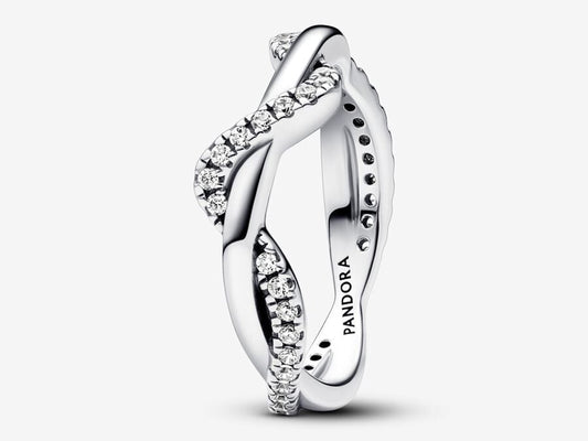 Sparkling Intertwined Wave Ring