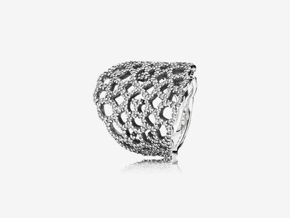 Shimmering Lace Ring, Clear CZ