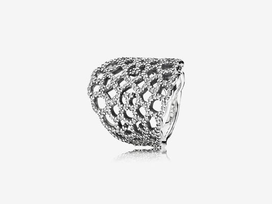 Shimmering Lace Ring, Clear CZ