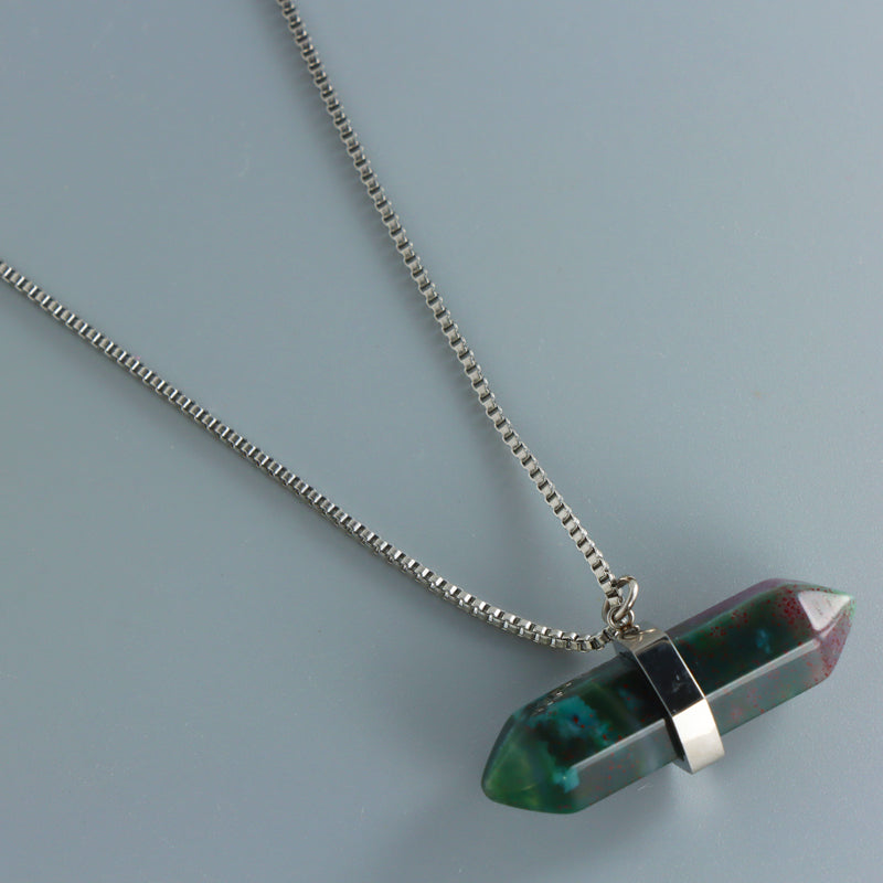 Trendy Box Chain Necklace with Cone Pendant