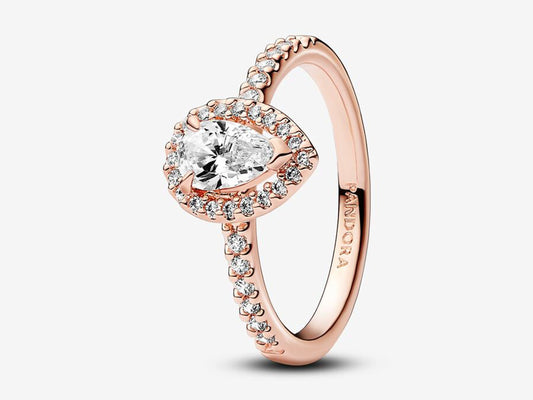 Sparkling Pear Halo Ring