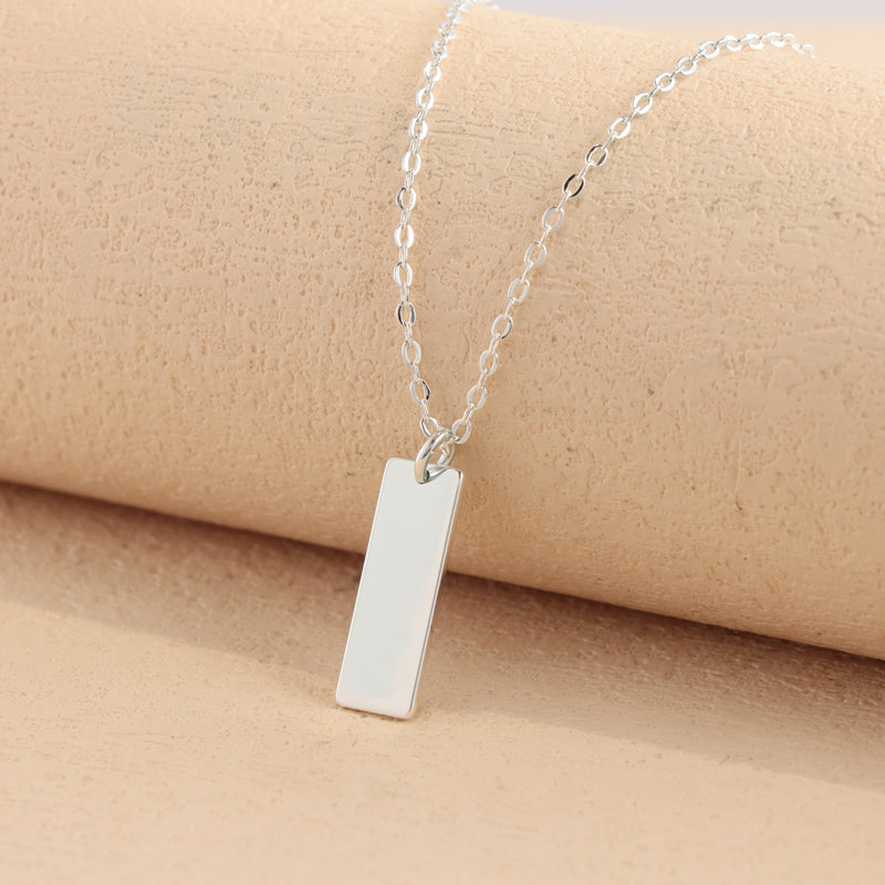 Silver Square Pendant O-Shaped Necklace