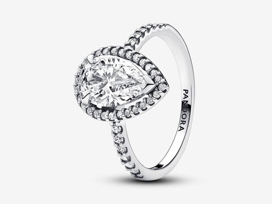 Sparkling Pear Halo Ring