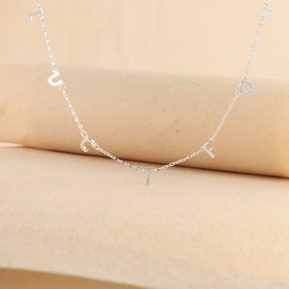 Silver Copper Alloy O-Chain Necklace with Letter Pendant