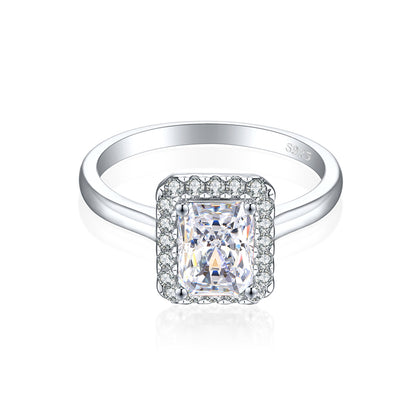 2ct Square-Cut 925 Silver Wedding Ring - Luxe 6×8mm 5A Zirconia Bridal Band with High-Carbon Diamonds