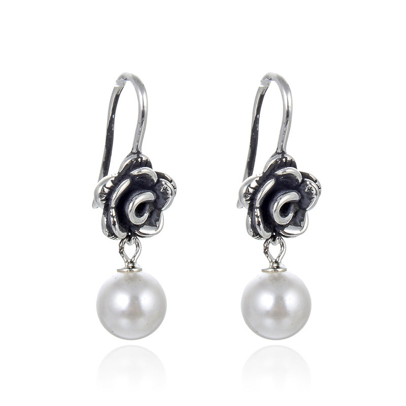 925 Sterling Silver Cactus Earrings - White Gold Plated Minimalist Botanical Earrings for Women