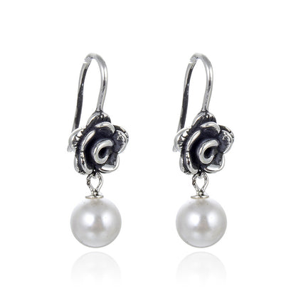 925 Sterling Silver Cactus Earrings - White Gold Plated Minimalist Botanical Earrings for Women