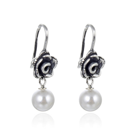 925 Sterling Silver Cactus Earrings - White Gold Plated Minimalist Botanical Earrings for Women