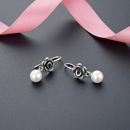 925 Sterling Silver Cactus Earrings - White Gold Plated Minimalist Botanical Earrings for Women