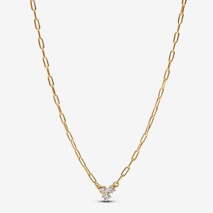 14k Gold LabGrown Diamond Cluster Necklace