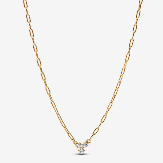 14k Gold LabGrown Diamond Cluster Necklace