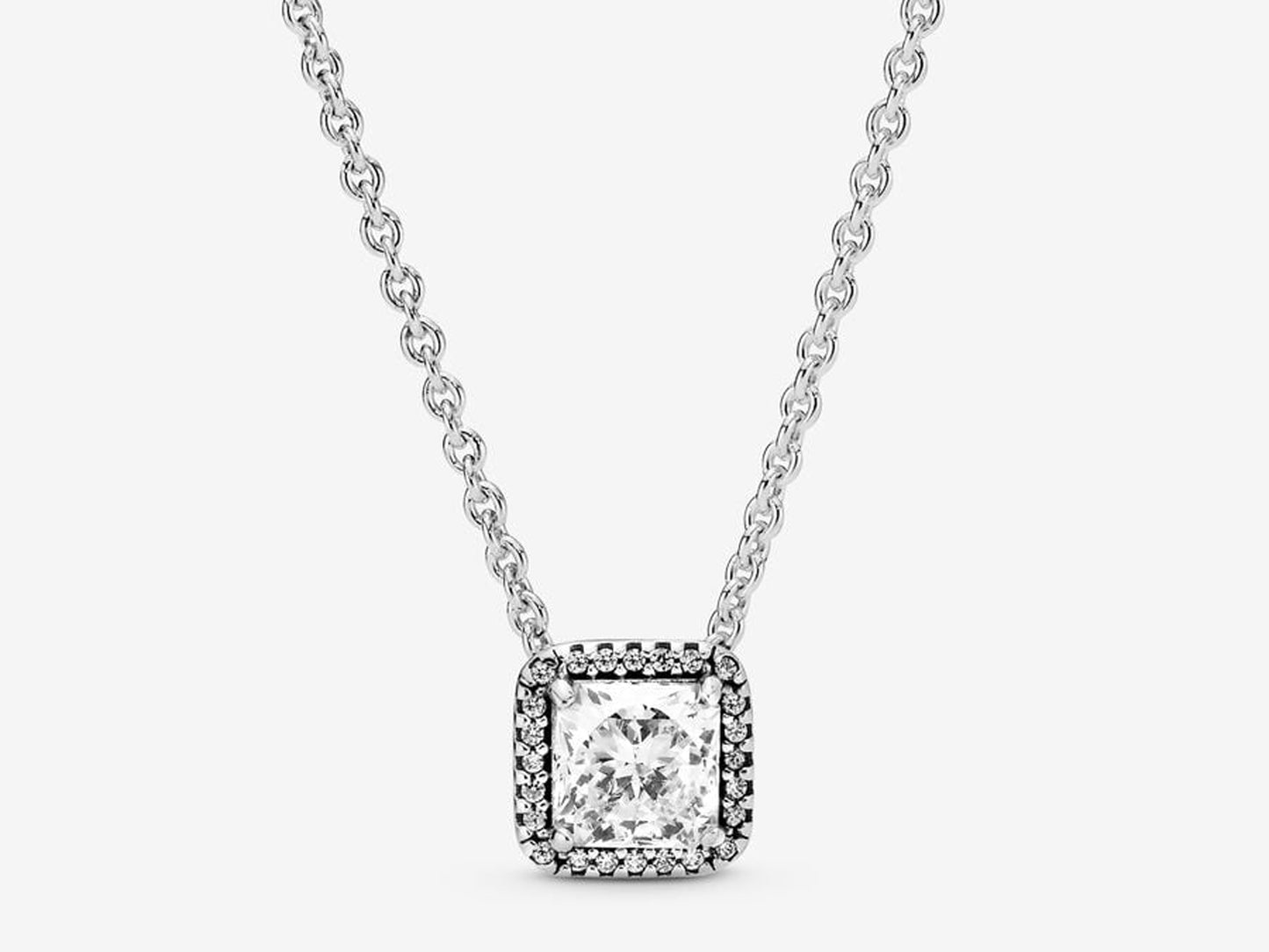 Square Sparkle Halo Necklace
