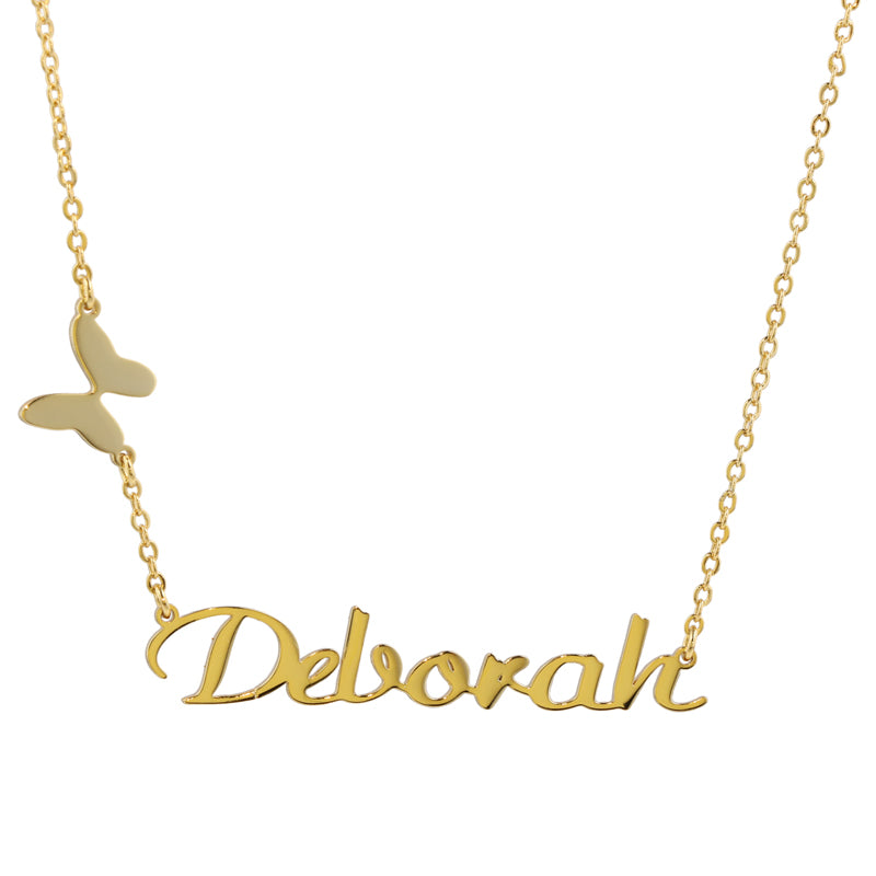 Elegant Stainless Steel Necklace with Butterfly and Alphabet Pendant