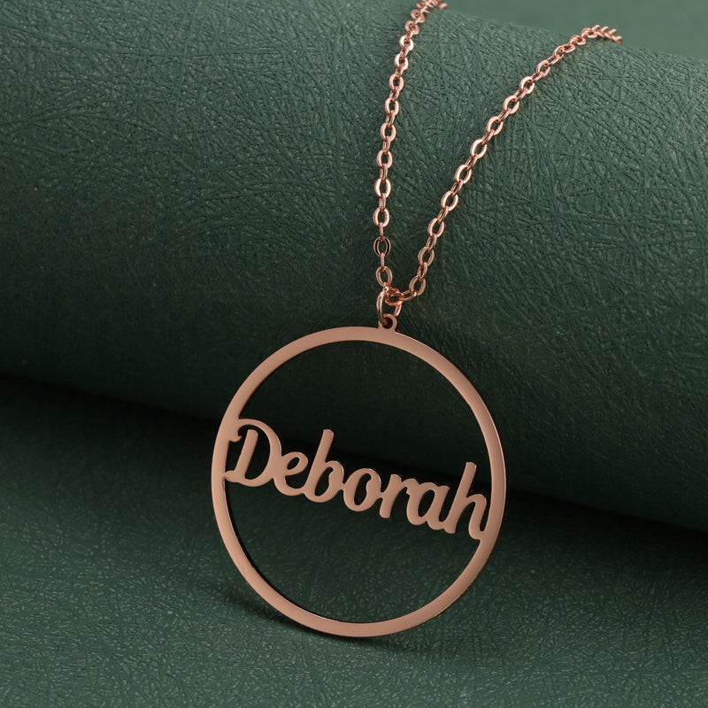 Round Rose Gold Necklace With Letter Charm