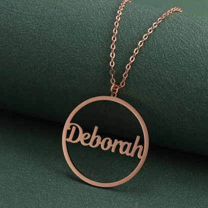 Round Rose Gold Necklace With Letter Charm