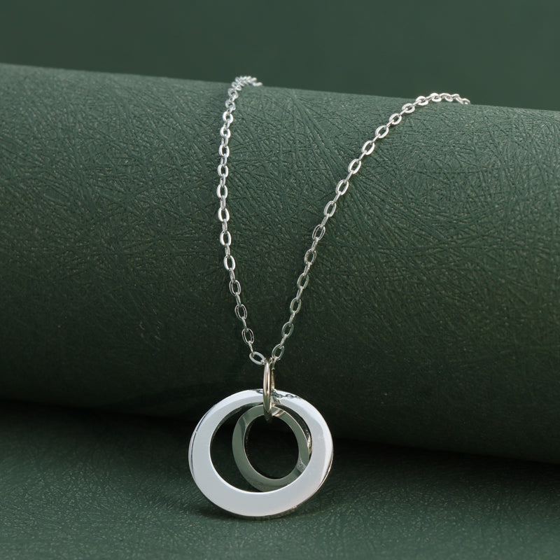 Chic silver ring pendant O-chain necklace