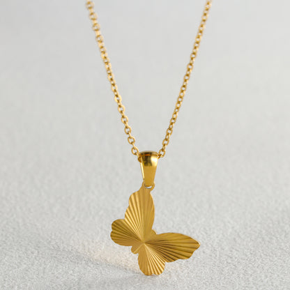 Butterfly Charm O-Chain Necklace in Stainless Steel