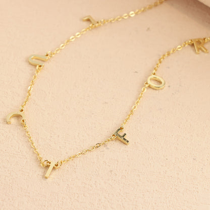 Gold Copper Alloy O-Chain Necklace with Letter Pendant