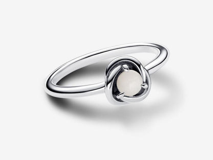 June White Bioresin Man-Made Mother of Pearl Eternity Circle Ring