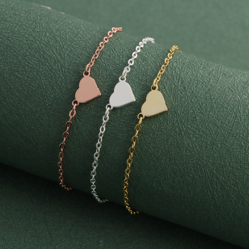 Elegant stainless steel O-ring chain with heart and letter pendant