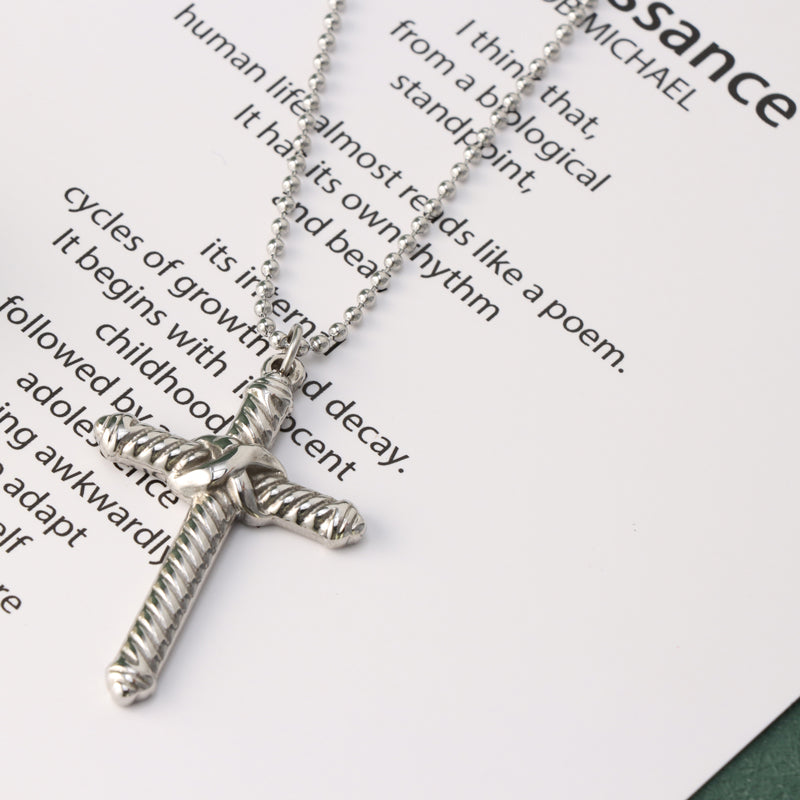 Silver Stainless Steel Cross Pendant Necklace