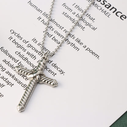 Silver Stainless Steel Cross Pendant Necklace