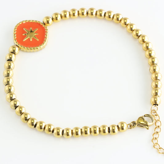 Gold-toned Bracelet With Eight-Pointed Star Design for Timeless Style